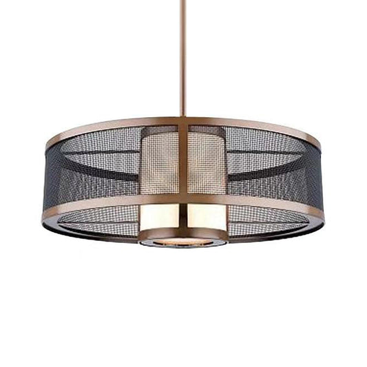 Golden 2-Tier Ceiling Pendant Antique Metallic 1 Bulb Suspended Lighting Fixture with Cylinder Fabric Shade Clearhalo 'Ceiling Lights' 'Pendant Lights' 'Pendants' Lighting' 263738