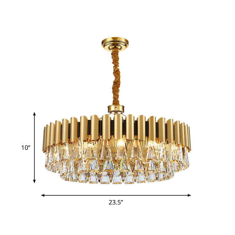 Modernist 4-Tier Round Crystal Chandelier Lamp 8/12-Light Golden Pendant Lighting Fixture Clearhalo 'Ceiling Lights' 'Chandeliers' 'Modern Chandeliers' 'Modern' Lighting' 263884