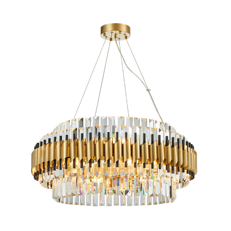 Crystal Round Hanging Pendant Light Contemporary 12/16-Light Golden Chandelier Clearhalo 'Ceiling Lights' 'Chandeliers' 'Modern Chandeliers' 'Modern' Lighting' 263958