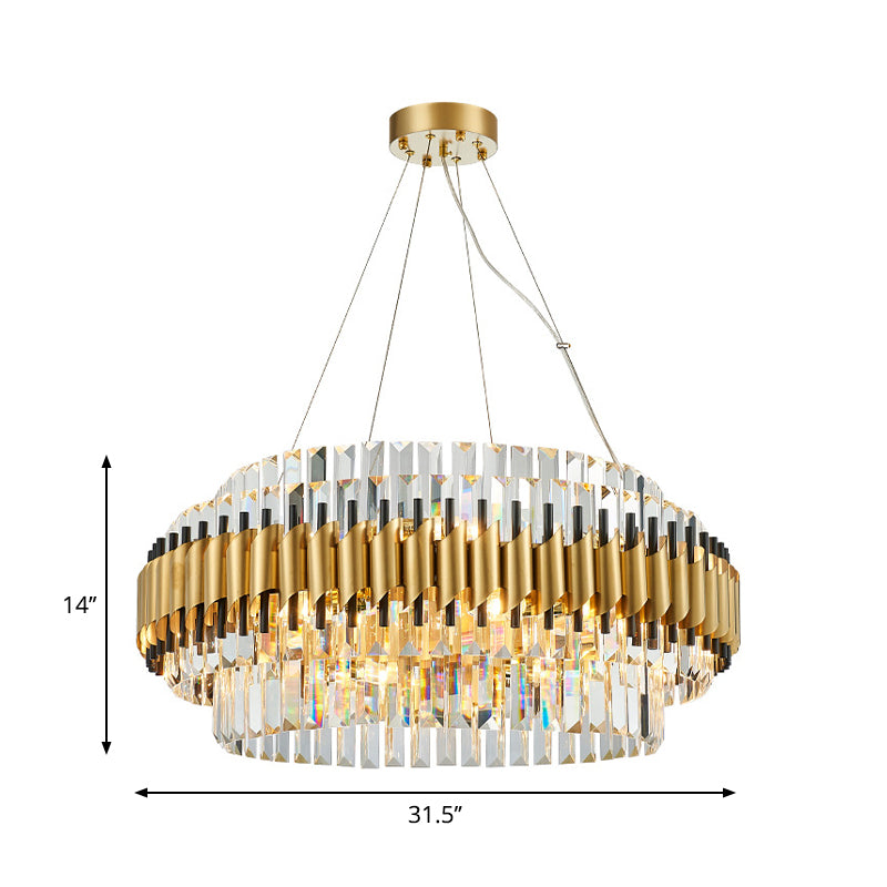 Crystal Round Hanging Pendant Light Contemporary 12/16-Light Golden Chandelier Clearhalo 'Ceiling Lights' 'Chandeliers' 'Modern Chandeliers' 'Modern' Lighting' 263959