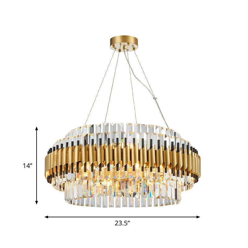 Crystal Round Hanging Pendant Light Contemporary 12/16-Light Golden Chandelier Clearhalo 'Ceiling Lights' 'Chandeliers' 'Modern Chandeliers' 'Modern' Lighting' 263965