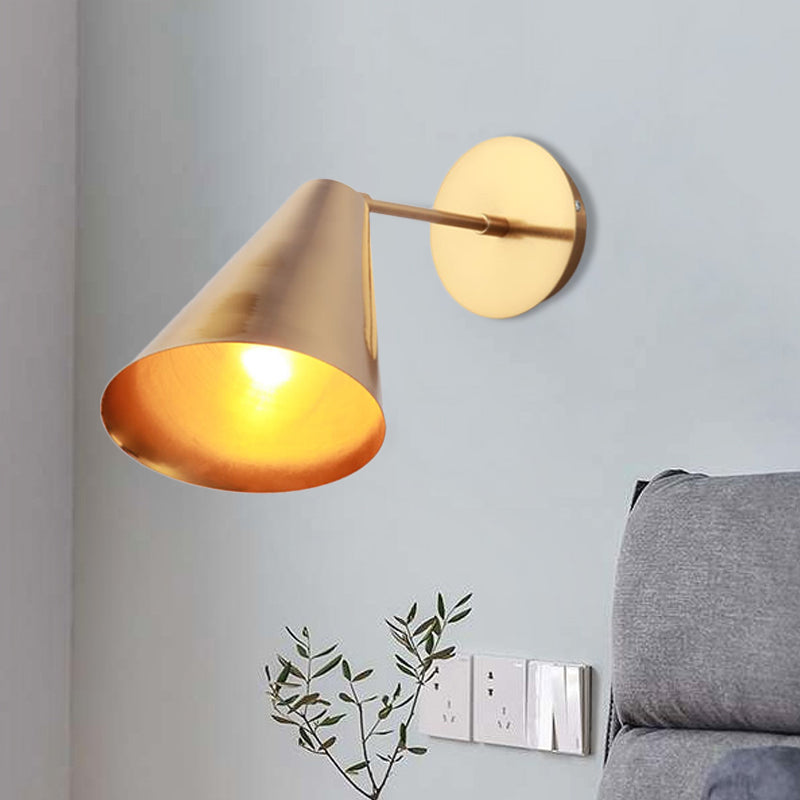 Beveled Conical Iron Wall Light Simplicity 1 Light Gold Finish Wall Lighting Ideas Clearhalo 'Wall Lamps & Sconces' 'Wall Lights' Lighting' 263979