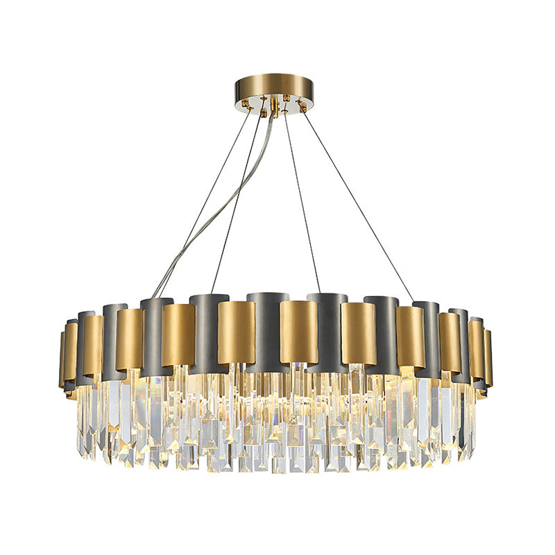 Clear Crystal Tiered Icicle Pendant Lamp Modern 8/12-Light Golden Hanging Chandelier Clearhalo 'Ceiling Lights' 'Chandeliers' 'Modern Chandeliers' 'Modern' Lighting' 264004