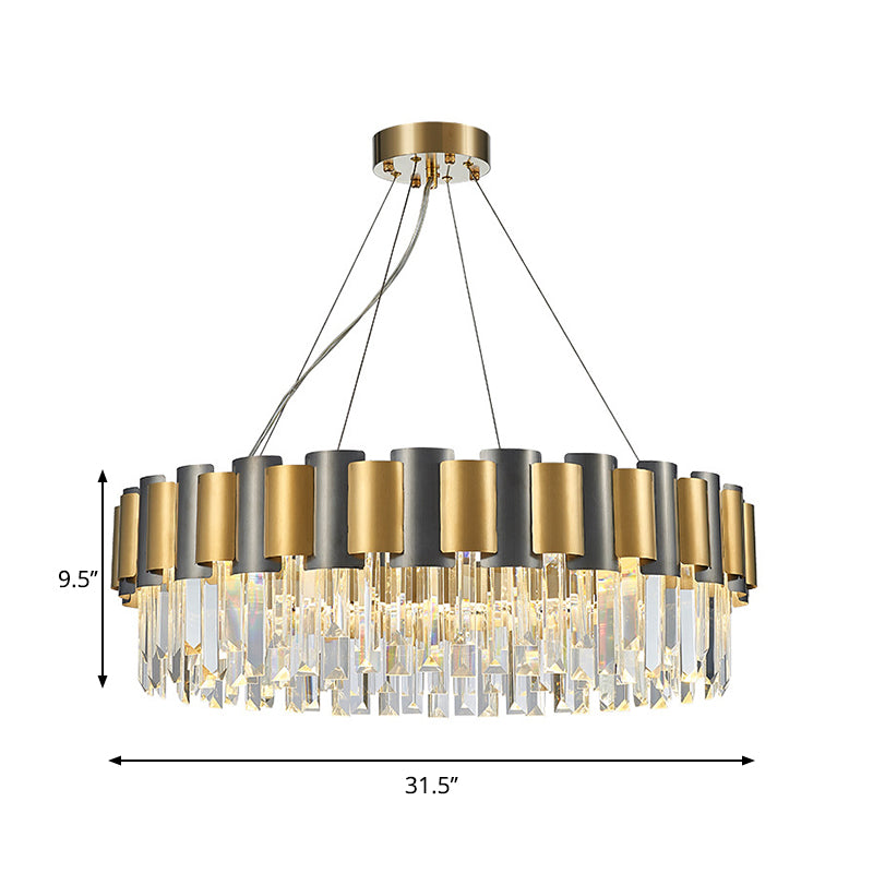 Clear Crystal Tiered Icicle Pendant Lamp Modern 8/12-Light Golden Hanging Chandelier Clearhalo 'Ceiling Lights' 'Chandeliers' 'Modern Chandeliers' 'Modern' Lighting' 264005