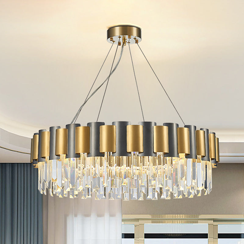 Clear Crystal Tiered Icicle Pendant Lamp Modern 8/12-Light Golden Hanging Chandelier Clearhalo 'Ceiling Lights' 'Chandeliers' 'Modern Chandeliers' 'Modern' Lighting' 264008