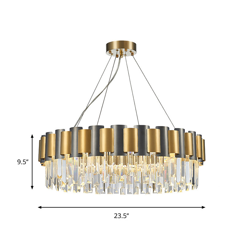 Clear Crystal Tiered Icicle Pendant Lamp Modern 8/12-Light Golden Hanging Chandelier Clearhalo 'Ceiling Lights' 'Chandeliers' 'Modern Chandeliers' 'Modern' Lighting' 264012