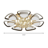 Metal Petal Ceiling Flush Mount Contemporary LED Black and White Indoor Light Fixture with Crystal Draping, Warm/White Light Clearhalo 'Ceiling Lights' 'Close To Ceiling Lights' 'Close to ceiling' 'Flush mount' Lighting' 264019