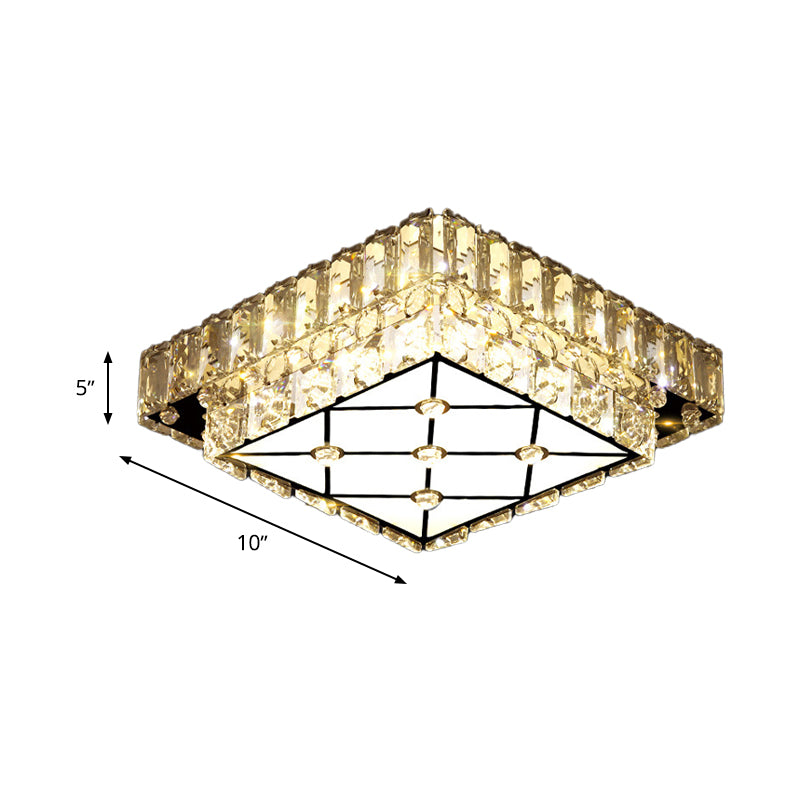 Modernist Square Flush Mount Light Clear Crystal LED Hallway Ceiling Light Fixture Clearhalo 'Ceiling Lights' 'Close To Ceiling Lights' 'Close to ceiling' 'Flush mount' Lighting' 264058