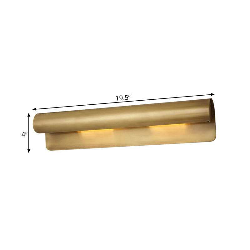 10"/19.5" Wide Metal Brass Flush Mount Curve 1/2-Head Colonialism Sconce Light Fixture for Bedroom Clearhalo 'Wall Lamps & Sconces' 'Wall Lights' Lighting' 264102