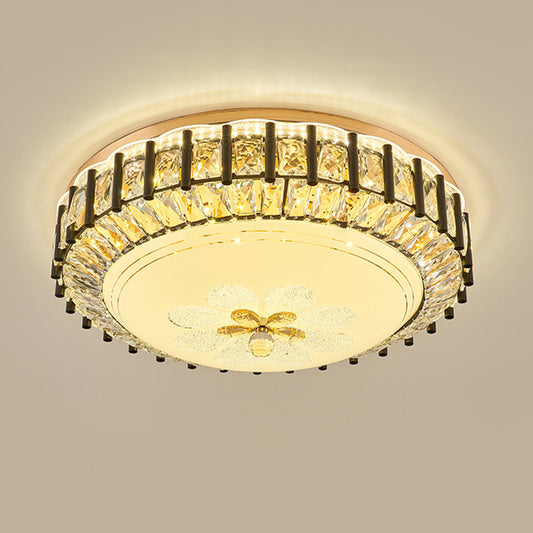 Black Gear Ceiling Lamp Modern Style LED Faceted K9 Crystal Flush Mount Fixture, Third Gear Black Clearhalo 'Ceiling Lights' 'Close To Ceiling Lights' 'Close to ceiling' 'Flush mount' Lighting' 264155