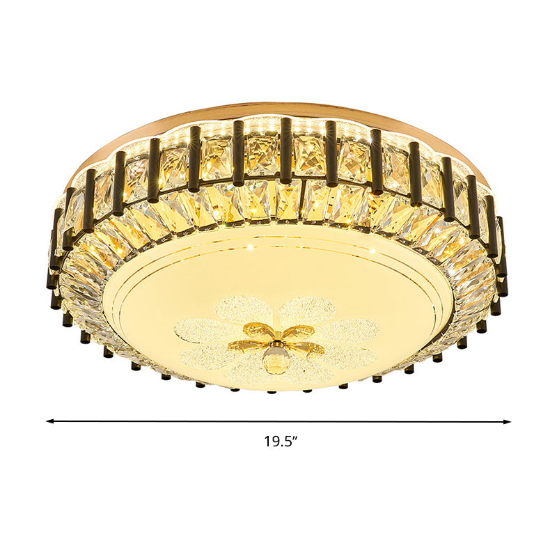 Black Gear Ceiling Lamp Modern Style LED Faceted K9 Crystal Flush Mount Fixture, Third Gear Clearhalo 'Ceiling Lights' 'Close To Ceiling Lights' 'Close to ceiling' 'Flush mount' Lighting' 264159