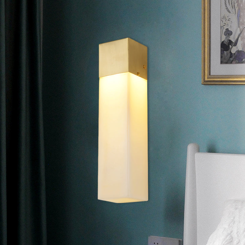 Minimalist Cuboid Wall Light Single Light Textured White Resin Sconce Light Fixture Clearhalo 'Wall Lamps & Sconces' 'Wall Lights' Lighting' 264263