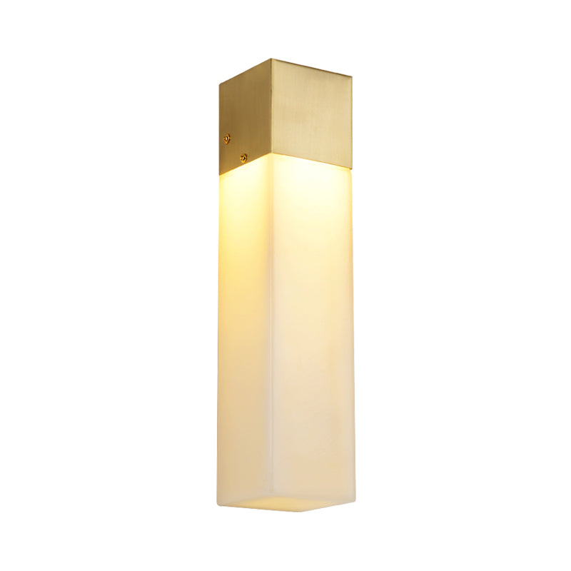 Minimalist Cuboid Wall Light Single Light Textured White Resin Sconce Light Fixture Clearhalo 'Wall Lamps & Sconces' 'Wall Lights' Lighting' 264265