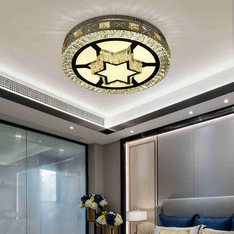 Clear Crystal Drum Flush Lamp Modern Stylish Star Pattern LED Ceiling Flush Mount Clearhalo 'Ceiling Lights' 'Close To Ceiling Lights' 'Close to ceiling' 'Flush mount' Lighting' 264284