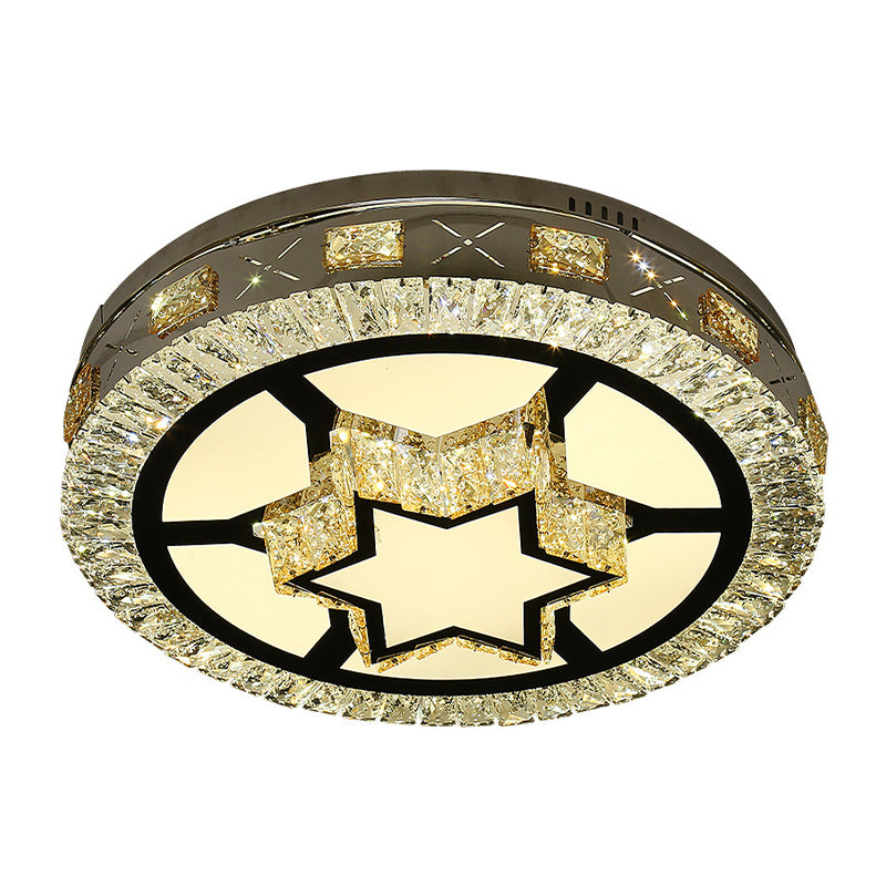 Clear Crystal Drum Flush Lamp Modern Stylish Star Pattern LED Ceiling Flush Mount Clearhalo 'Ceiling Lights' 'Close To Ceiling Lights' 'Close to ceiling' 'Flush mount' Lighting' 264285