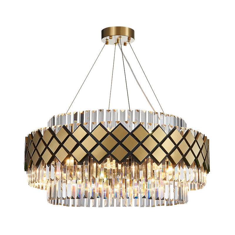 Gold Round Mesh Chandelier Contemporary 12-Light Clear Crystal Ceiling Pendant Light Clearhalo 'Ceiling Lights' 'Chandeliers' 'Modern Chandeliers' 'Modern' Lighting' 264340