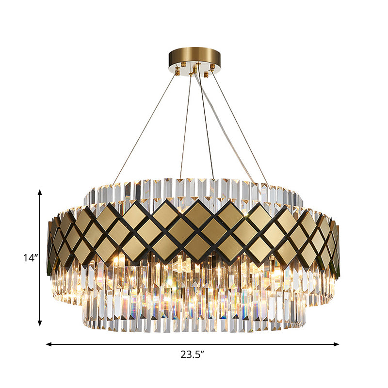 Gold Round Mesh Chandelier Contemporary 12-Light Clear Crystal Ceiling Pendant Light Clearhalo 'Ceiling Lights' 'Chandeliers' 'Modern Chandeliers' 'Modern' Lighting' 264341