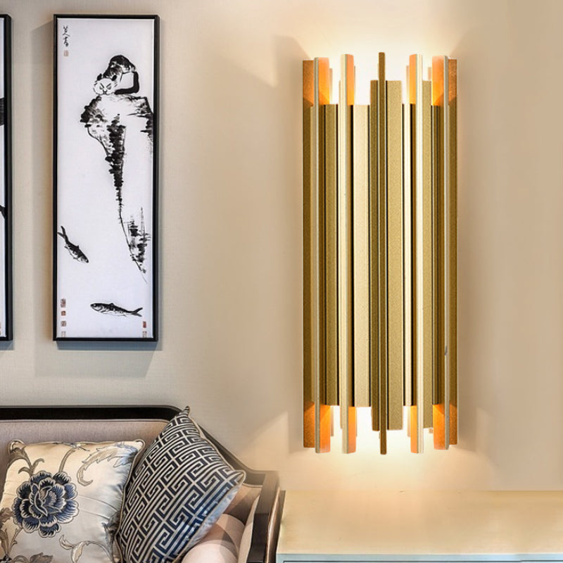 2 Bulbs Cylindrical Wall Lamp Contemporary Gold Finish Iron Sconce Lighting, 19.5"/31.5" H Clearhalo 'Wall Lamps & Sconces' 'Wall Lights' Lighting' 264369