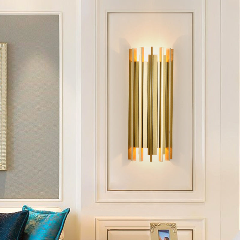 2 Bulbs Cylindrical Wall Lamp Contemporary Gold Finish Iron Sconce Lighting, 19.5"/31.5" H Clearhalo 'Wall Lamps & Sconces' 'Wall Lights' Lighting' 264370