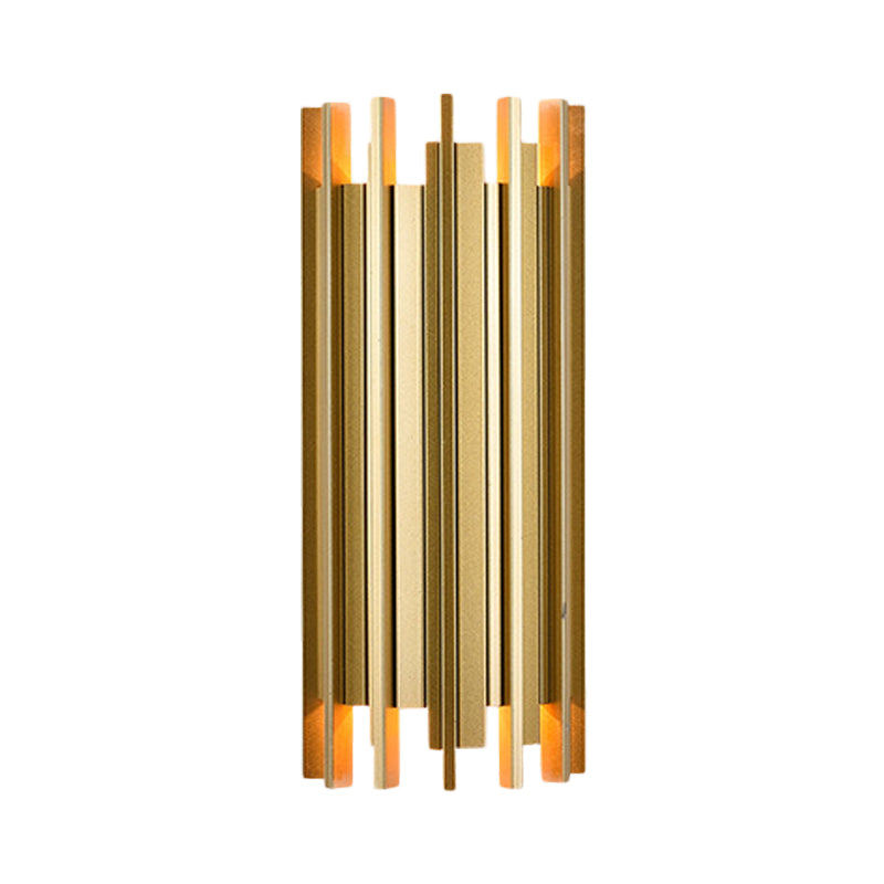 2 Bulbs Cylindrical Wall Lamp Contemporary Gold Finish Iron Sconce Lighting, 19.5"/31.5" H Clearhalo 'Wall Lamps & Sconces' 'Wall Lights' Lighting' 264371