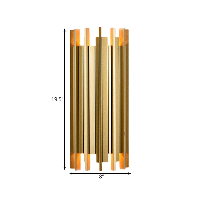 2 Bulbs Cylindrical Wall Lamp Contemporary Gold Finish Iron Sconce Lighting, 19.5"/31.5" H Clearhalo 'Wall Lamps & Sconces' 'Wall Lights' Lighting' 264372