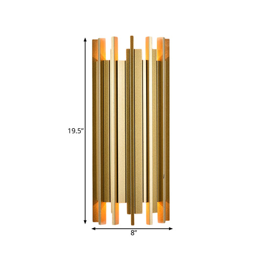 2 Bulbs Cylindrical Wall Lamp Contemporary Gold Finish Iron Sconce Lighting, 19.5"/31.5" H Clearhalo 'Wall Lamps & Sconces' 'Wall Lights' Lighting' 264372