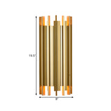 2 Bulbs Cylindrical Wall Lamp Contemporary Gold Finish Iron Sconce Lighting, 19.5"/31.5" H Clearhalo 'Wall Lamps & Sconces' 'Wall Lights' Lighting' 264372