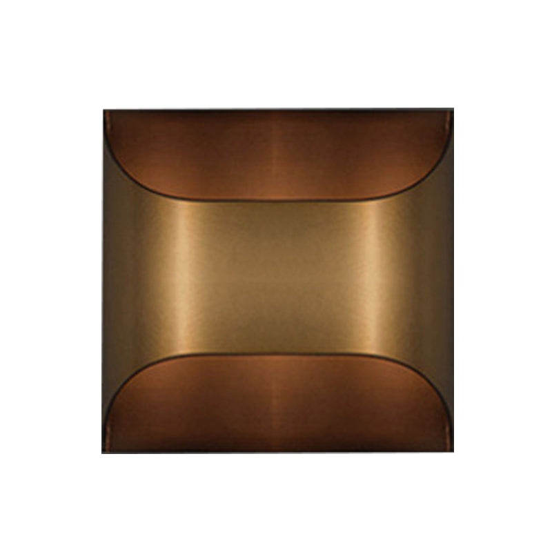 Colonial Square/Rectangle Wall Lamp 1 Head Metal Flush Mount Wall Sconce in Brass for Bedroom Clearhalo 'Wall Lamps & Sconces' 'Wall Lights' Lighting' 264381