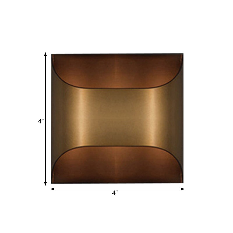 Colonial Square/Rectangle Wall Lamp 1 Head Metal Flush Mount Wall Sconce in Brass for Bedroom Clearhalo 'Wall Lamps & Sconces' 'Wall Lights' Lighting' 264382