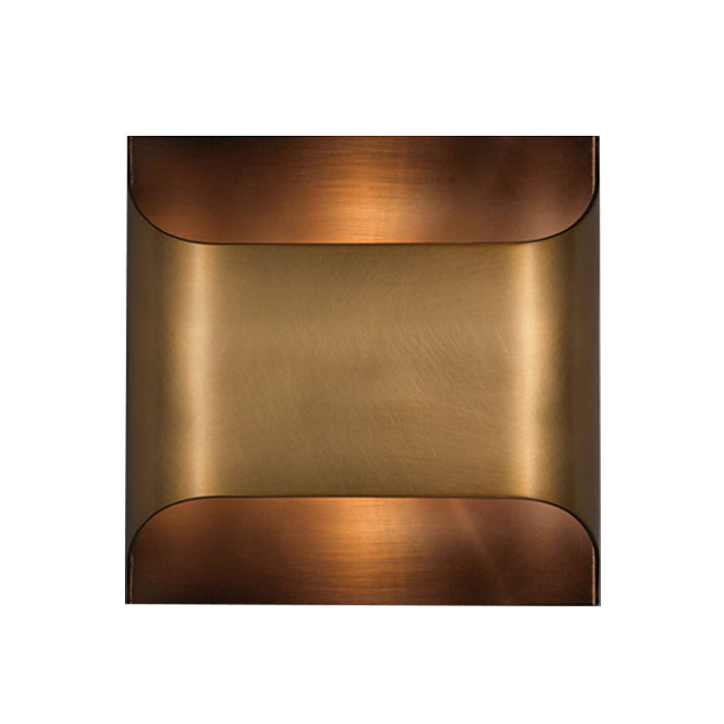 Colonial Square/Rectangle Wall Lamp 1 Head Metal Flush Mount Wall Sconce in Brass for Bedroom Clearhalo 'Wall Lamps & Sconces' 'Wall Lights' Lighting' 264386