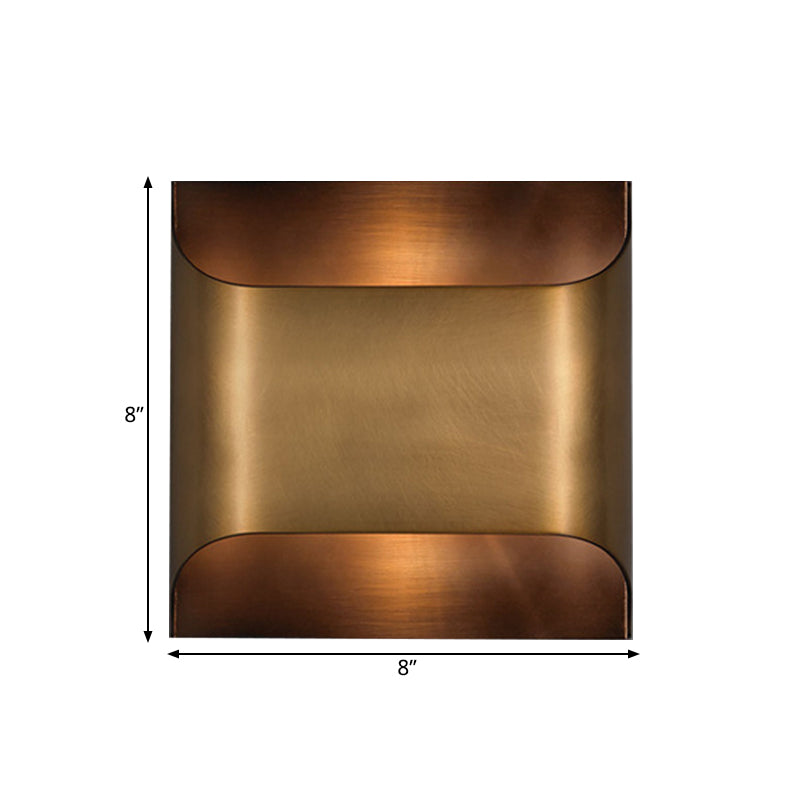 Colonial Square/Rectangle Wall Lamp 1 Head Metal Flush Mount Wall Sconce in Brass for Bedroom Clearhalo 'Wall Lamps & Sconces' 'Wall Lights' Lighting' 264387