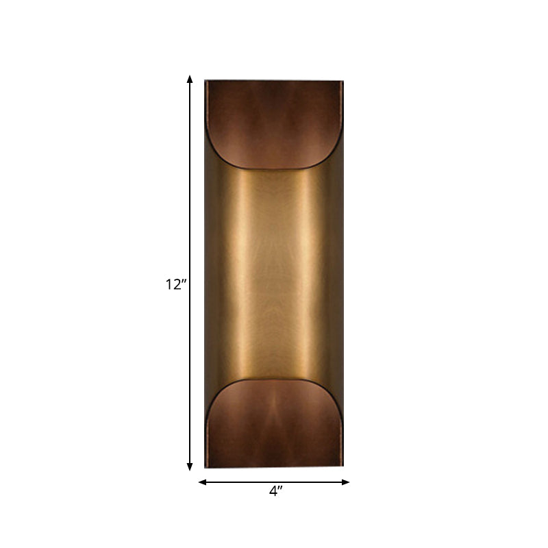 Colonial Square/Rectangle Wall Lamp 1 Head Metal Flush Mount Wall Sconce in Brass for Bedroom Clearhalo 'Wall Lamps & Sconces' 'Wall Lights' Lighting' 264392