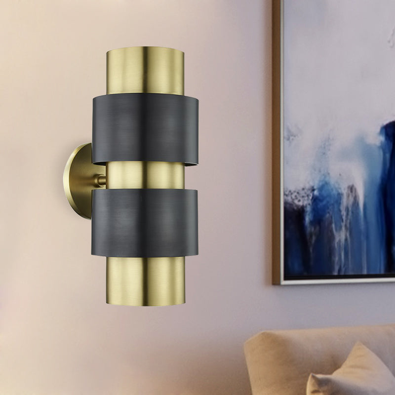 Cylindrical Bedroom Wall Mounted Lamp Colonialism Metal Single Light Gold/Silver Wall Lighting Sconce Clearhalo 'Wall Lamps & Sconces' 'Wall Lights' Lighting' 264487