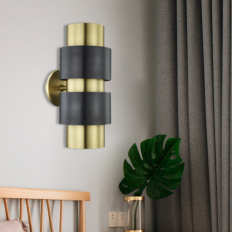 Cylindrical Bedroom Wall Mounted Lamp Colonialism Metal Single Light Gold/Silver Wall Lighting Sconce Gold Clearhalo 'Wall Lamps & Sconces' 'Wall Lights' Lighting' 264488