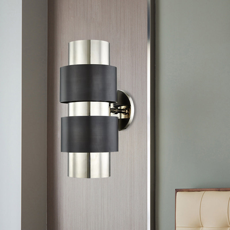 Cylindrical Bedroom Wall Mounted Lamp Colonialism Metal Single Light Gold/Silver Wall Lighting Sconce Silver Clearhalo 'Wall Lamps & Sconces' 'Wall Lights' Lighting' 264492