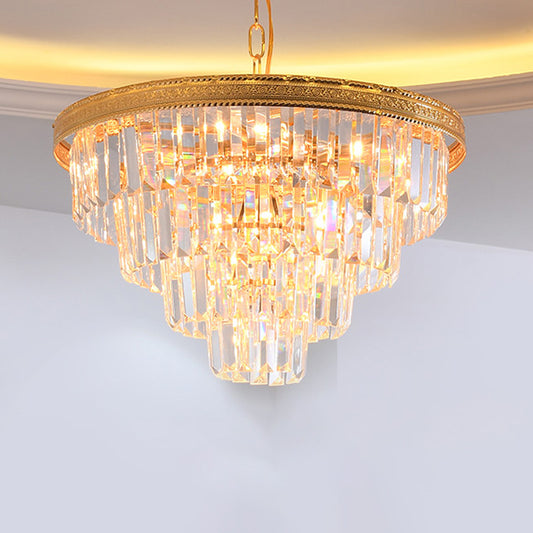 Conical Crystal Chandelier Modernist 5 Heads Gold Living Room Ceiling Hanging Lamp Gold Clearhalo 'Ceiling Lights' 'Chandeliers' 'Modern Chandeliers' 'Modern' Lighting' 264522