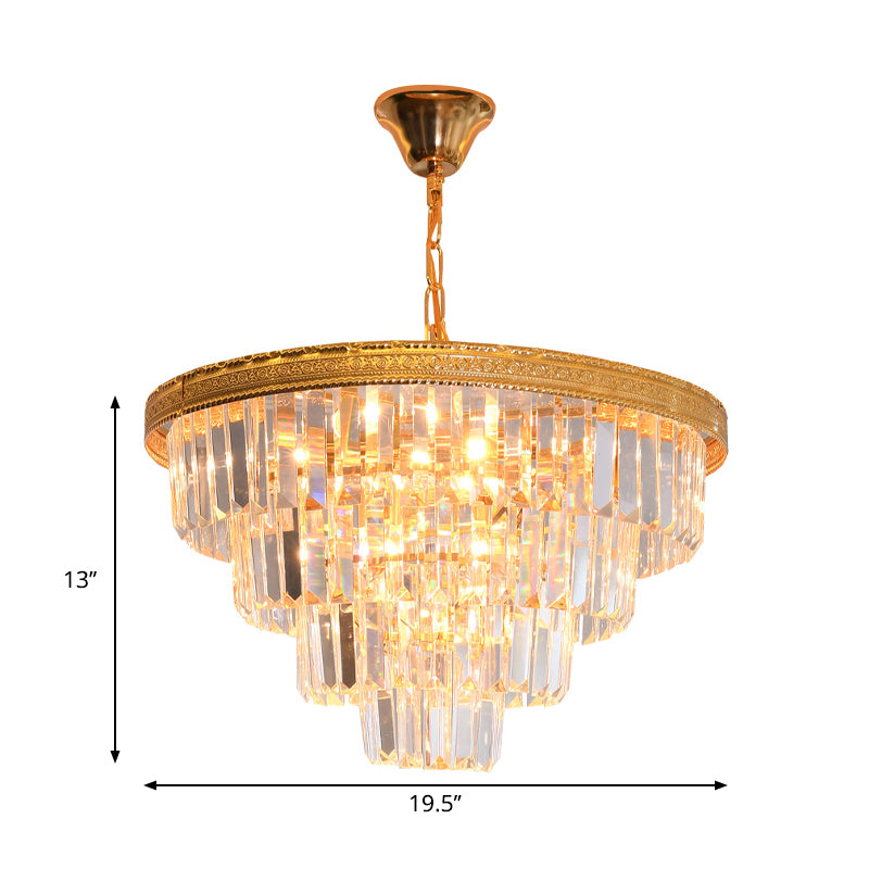 Conical Crystal Chandelier Modernist 5 Heads Gold Living Room Ceiling Hanging Lamp Clearhalo 'Ceiling Lights' 'Chandeliers' 'Modern Chandeliers' 'Modern' Lighting' 264527