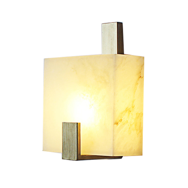 Square Marble Flush Wall Sconce Colonial 1 Bulb Foyer LED Wall Lighting Fixture in Gold/Black Clearhalo 'Wall Lamps & Sconces' 'Wall Lights' Lighting' 264539