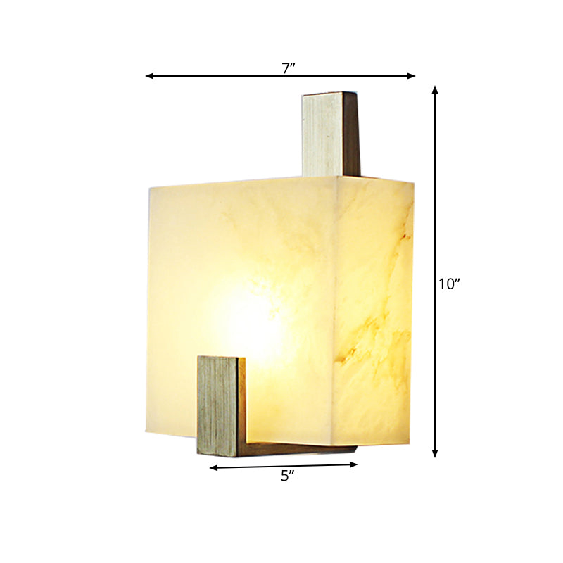 Square Marble Flush Wall Sconce Colonial 1 Bulb Foyer LED Wall Lighting Fixture in Gold/Black Clearhalo 'Wall Lamps & Sconces' 'Wall Lights' Lighting' 264540