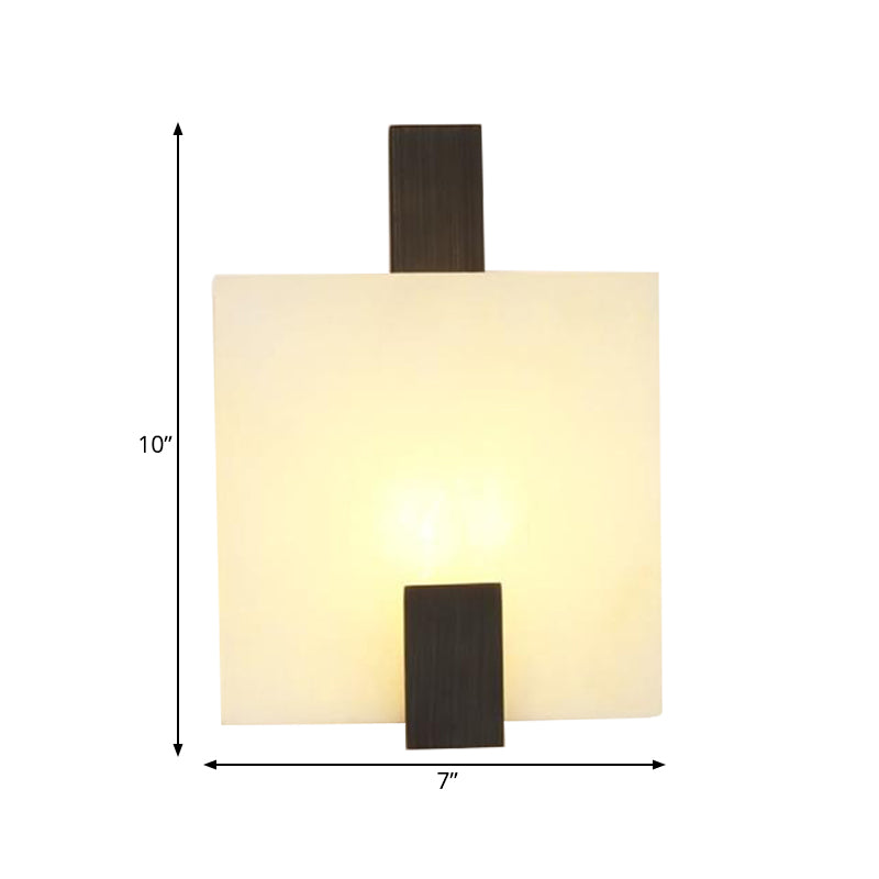 Square Marble Flush Wall Sconce Colonial 1 Bulb Foyer LED Wall Lighting Fixture in Gold/Black Clearhalo 'Wall Lamps & Sconces' 'Wall Lights' Lighting' 264545