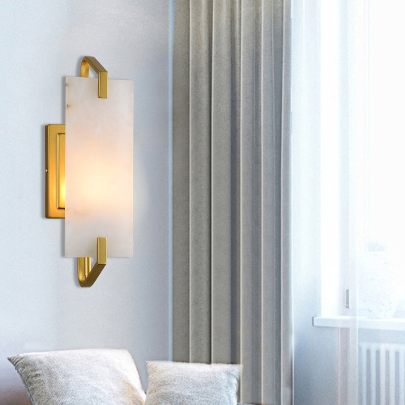 Rectangular Bedroom Flush Mount Colonial Marble 1-Light Gold Wall Mounted Lamp Gold Clearhalo 'Wall Lamps & Sconces' 'Wall Lights' Lighting' 264558