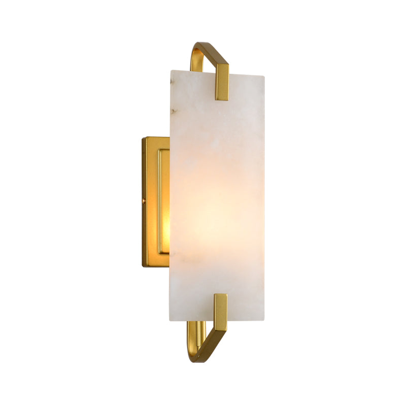 Rectangular Bedroom Flush Mount Colonial Marble 1-Light Gold Wall Mounted Lamp Clearhalo 'Wall Lamps & Sconces' 'Wall Lights' Lighting' 264560