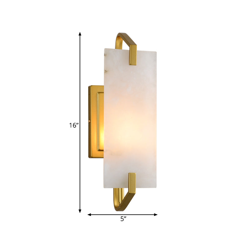 Rectangular Bedroom Flush Mount Colonial Marble 1-Light Gold Wall Mounted Lamp Clearhalo 'Wall Lamps & Sconces' 'Wall Lights' Lighting' 264561