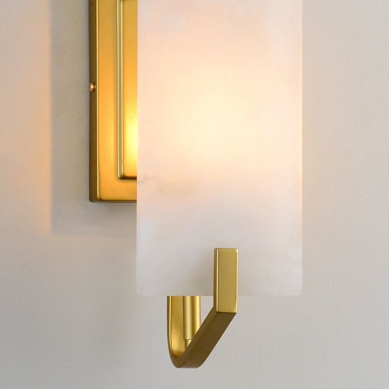 Rectangular Bedroom Flush Mount Colonial Marble 1-Light Gold Wall Mounted Lamp Clearhalo 'Wall Lamps & Sconces' 'Wall Lights' Lighting' 264562