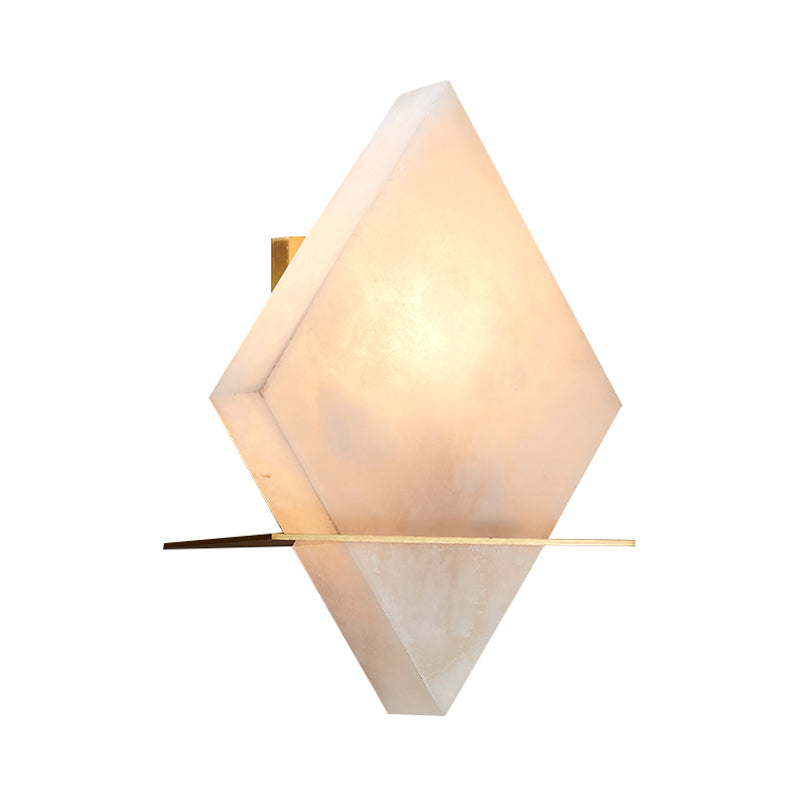 Single Head Marble Sconce Colonialist Gold Rhombus Dining Room Flush Mount Wall Light Clearhalo 'Wall Lamps & Sconces' 'Wall Lights' Lighting' 264566