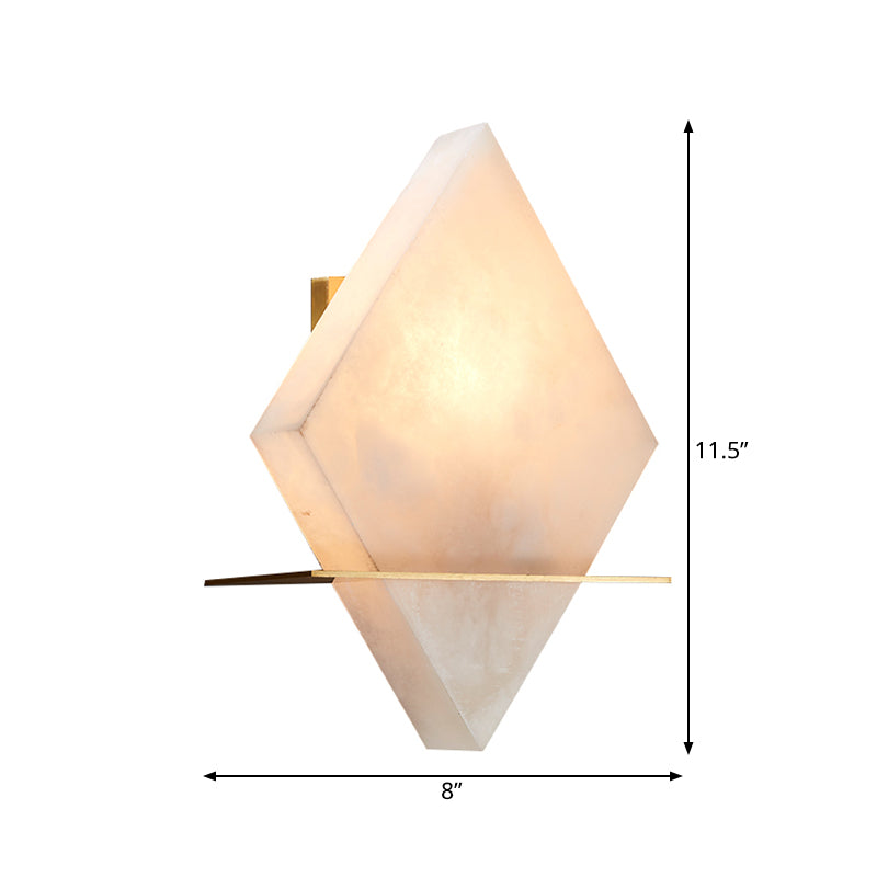 Single Head Marble Sconce Colonialist Gold Rhombus Dining Room Flush Mount Wall Light Clearhalo 'Wall Lamps & Sconces' 'Wall Lights' Lighting' 264567