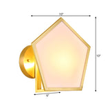 Colonial Geometric Wall Lamp 1 Head Opaline Glass Wall Sconce Lighting in Gold for Bedroom Clearhalo 'Wall Lamps & Sconces' 'Wall Lights' Lighting' 264573