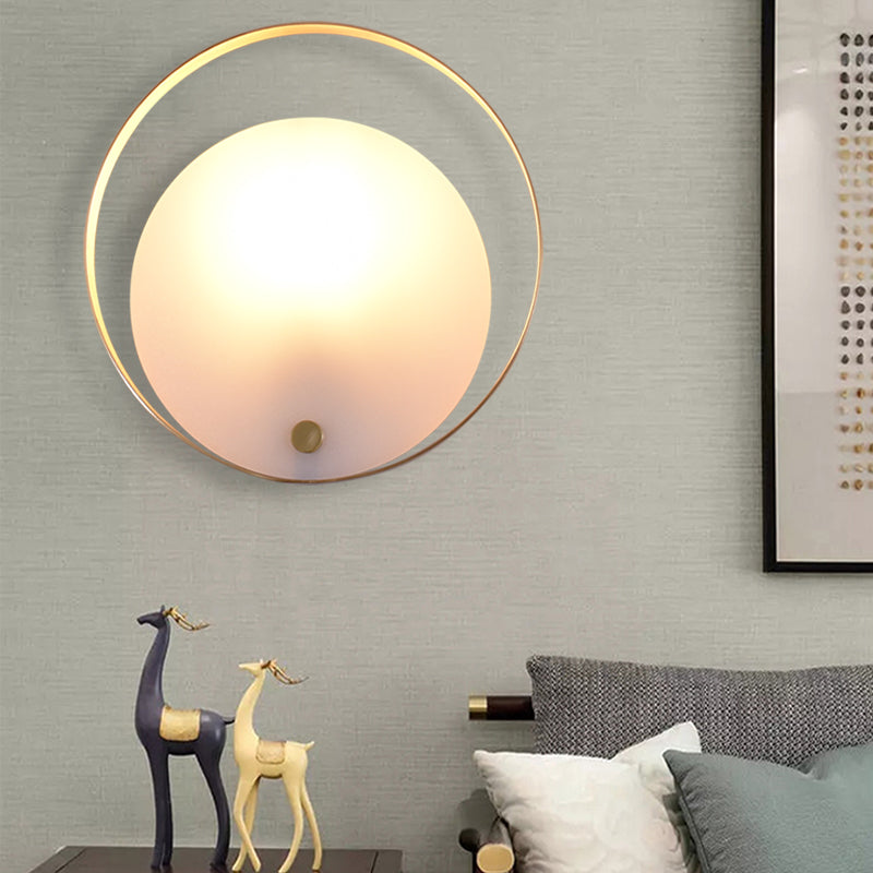 1-Light Round Flush Wall Sconce Colonial White Acrylic Wall Light Fixture for Living Room White Clearhalo 'Wall Lamps & Sconces' 'Wall Lights' Lighting' 264605