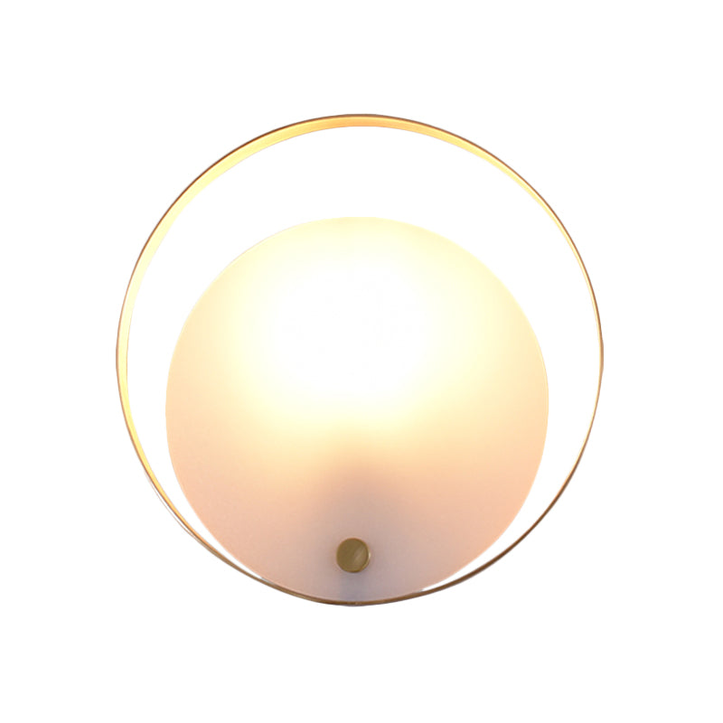 1-Light Round Flush Wall Sconce Colonial White Acrylic Wall Light Fixture for Living Room Clearhalo 'Wall Lamps & Sconces' 'Wall Lights' Lighting' 264607