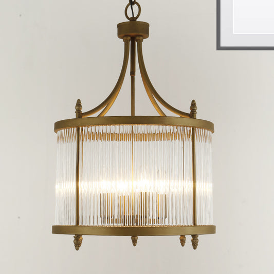 Round Mesh Corridor Chandelier Light Crystal 4 Lights Chinese Style Hanging Lamp in Black Bronze Clearhalo 'Ceiling Lights' 'Chandeliers' 'Industrial Chandeliers' 'Industrial' 'Middle Century Chandeliers' 'Tiffany' Lighting' 264692